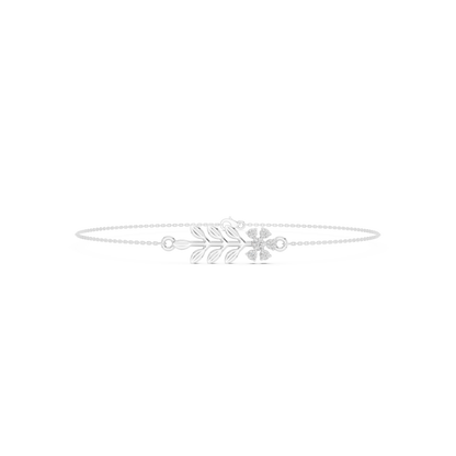 0.11CTW Diamond Flower & Leaf Branch Gold Chain Bracelet