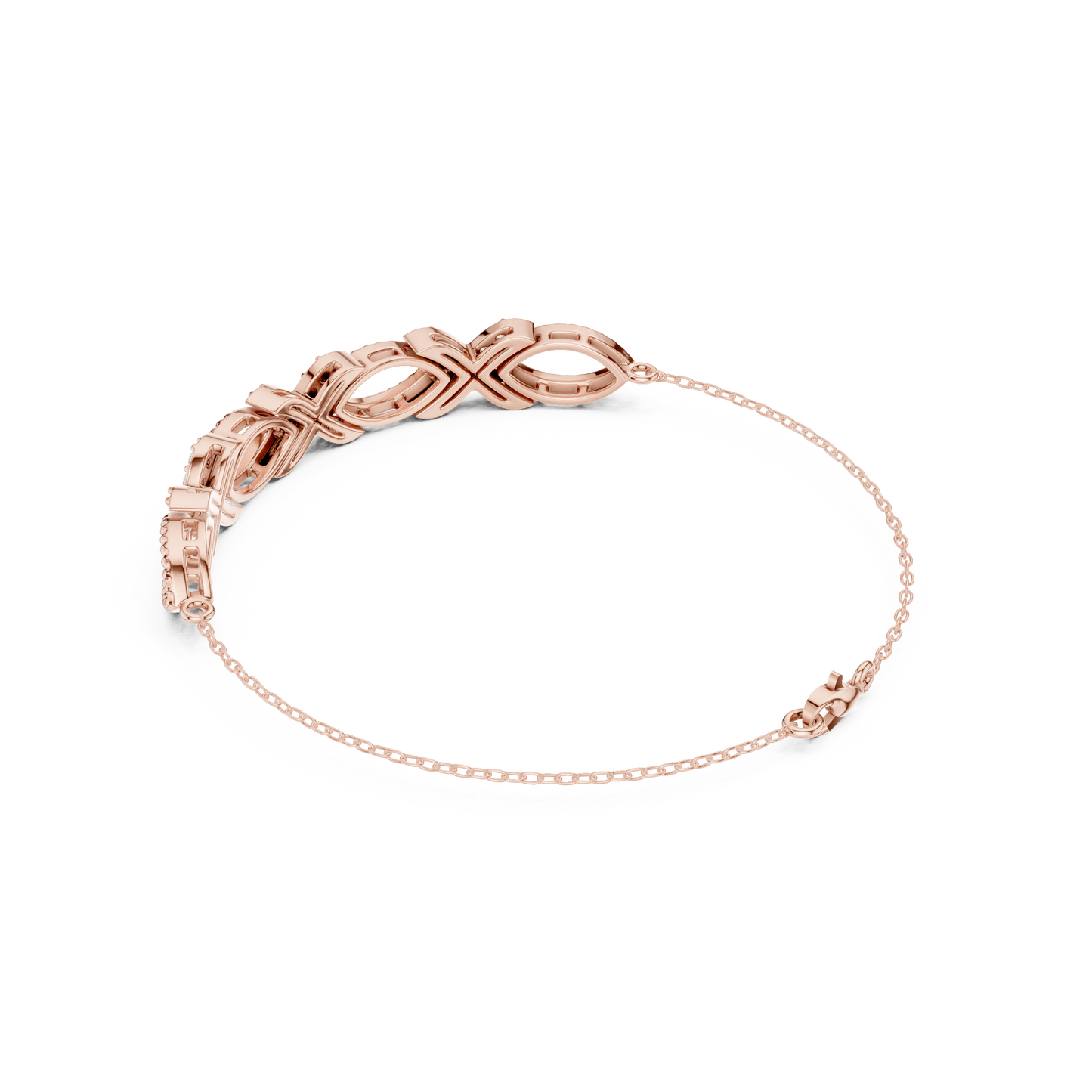 0.34CTW Infinity Diamond Link Bracelet - Yellow Gold Milgrain Bangle