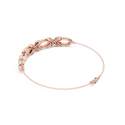 0.34CTW Infinity Diamond Link Bracelet - Yellow Gold Milgrain Bangle