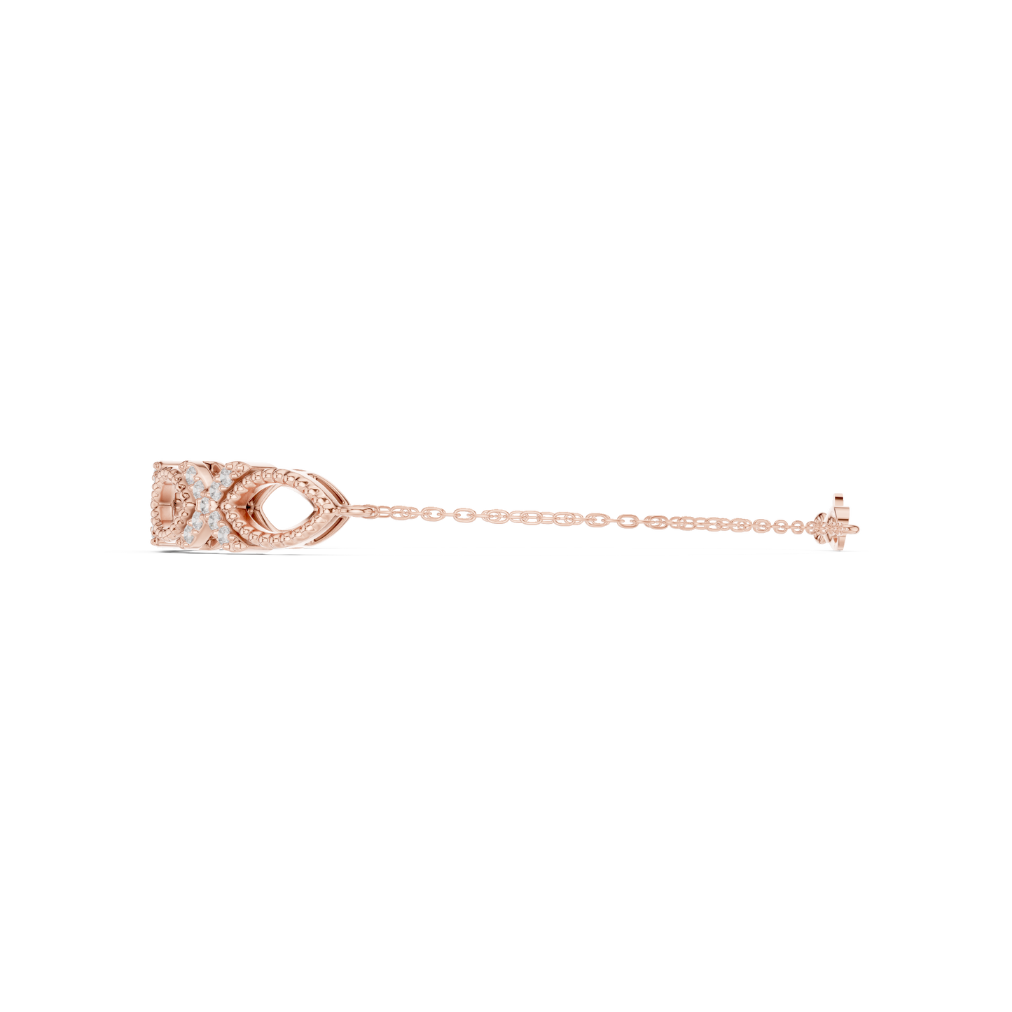 0.34CTW Infinity Diamond Link Bracelet - Yellow Gold Milgrain Bangle