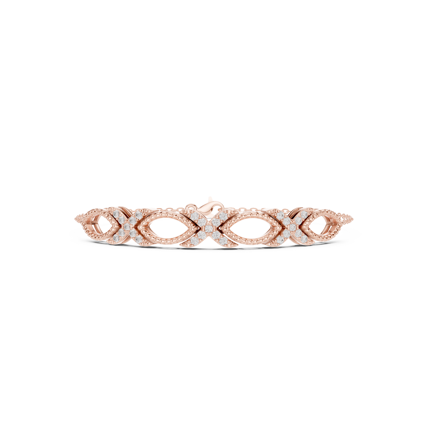 0.34CTW Infinity Diamond Link Bracelet - Yellow Gold Milgrain Bangle
