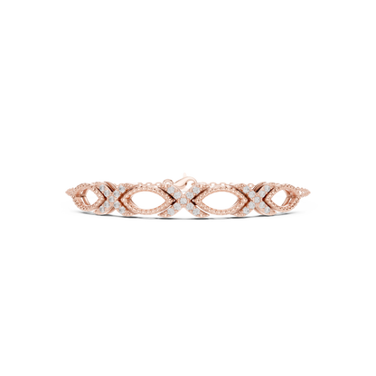 0.34CTW Infinity Diamond Link Bracelet - Yellow Gold Milgrain Bangle