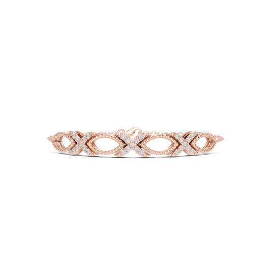 0.34 Carat Infinity Diamond Link Bracelet - Yellow Gold Milgrain Bangle