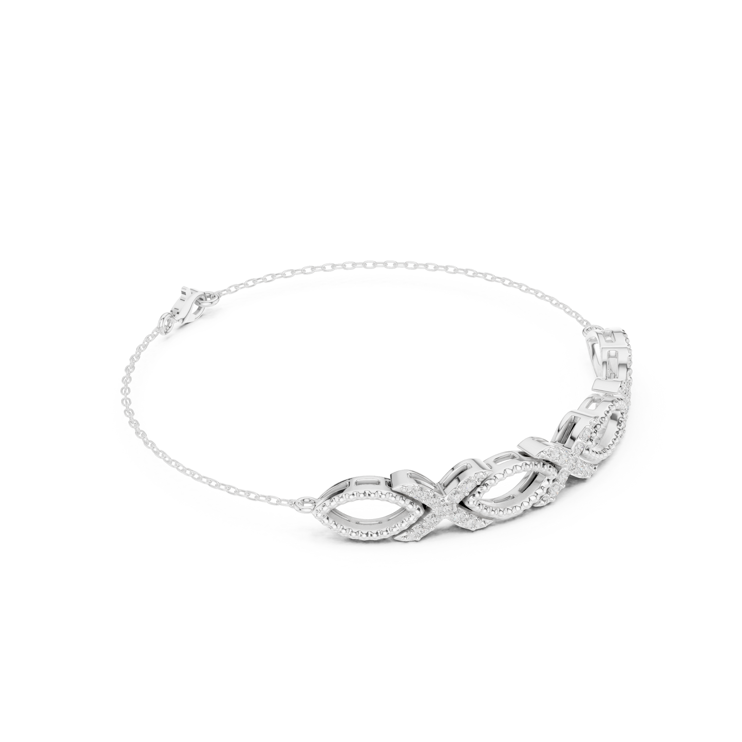 0.34CTW Infinity Diamond Link Bracelet - Yellow Gold Milgrain Bangle