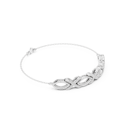 0.34CTW Infinity Diamond Link Bracelet - Yellow Gold Milgrain Bangle