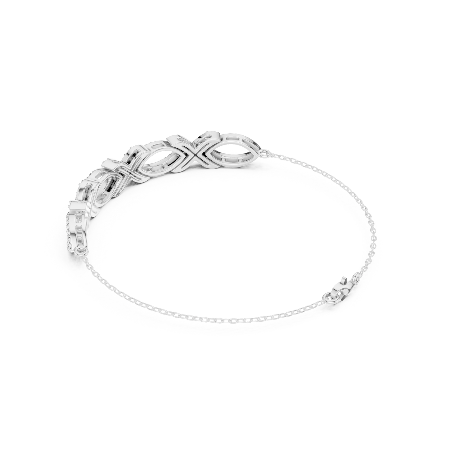 0.34CTW Infinity Diamond Link Bracelet - Yellow Gold Milgrain Bangle