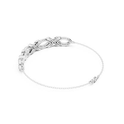0.34CTW Infinity Diamond Link Bracelet - Yellow Gold Milgrain Bangle