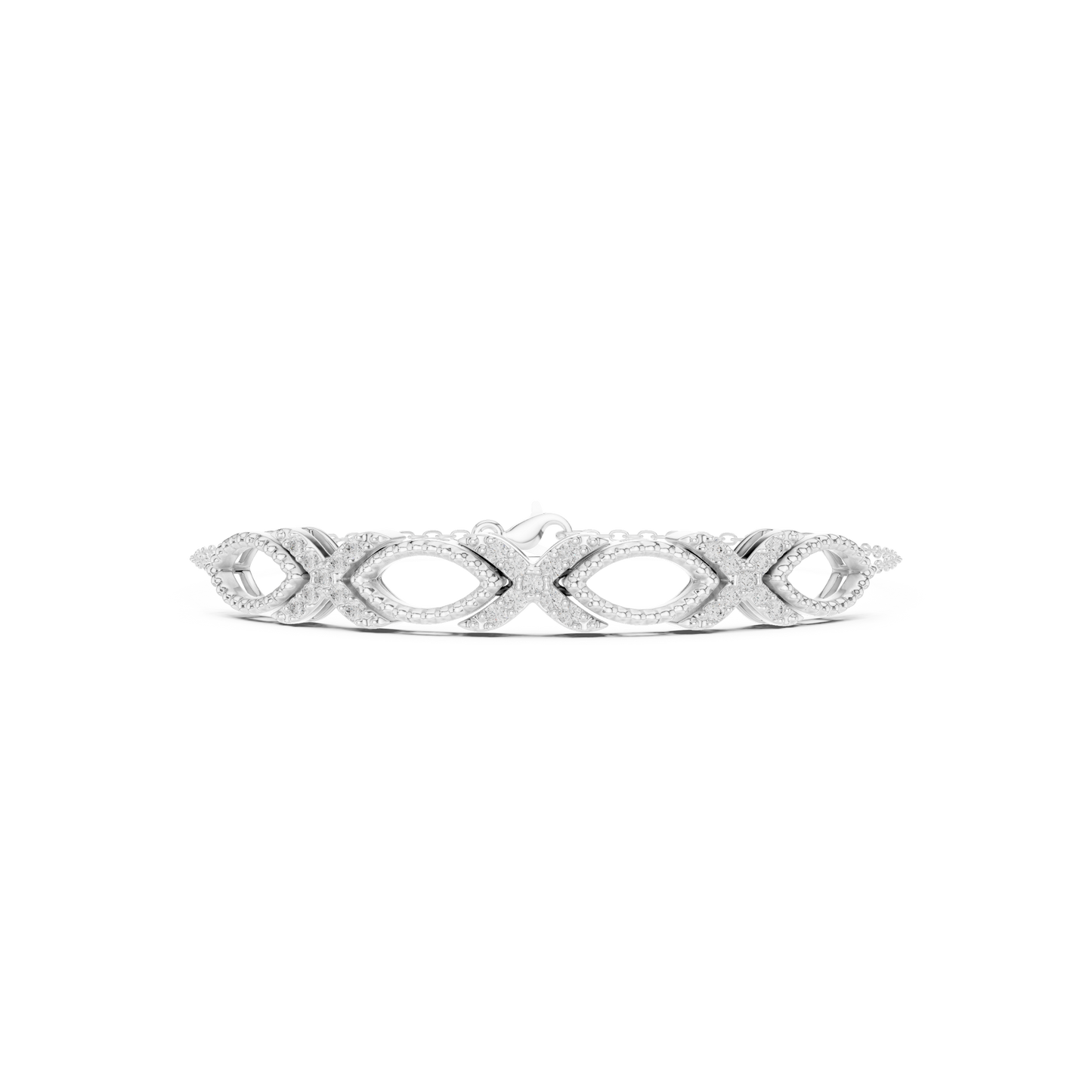 0.34CTW Infinity Diamond Link Bracelet - Yellow Gold Milgrain Bangle