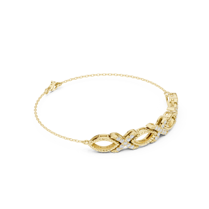0.34CTW Infinity Diamond Link Bracelet - Yellow Gold Milgrain Bangle