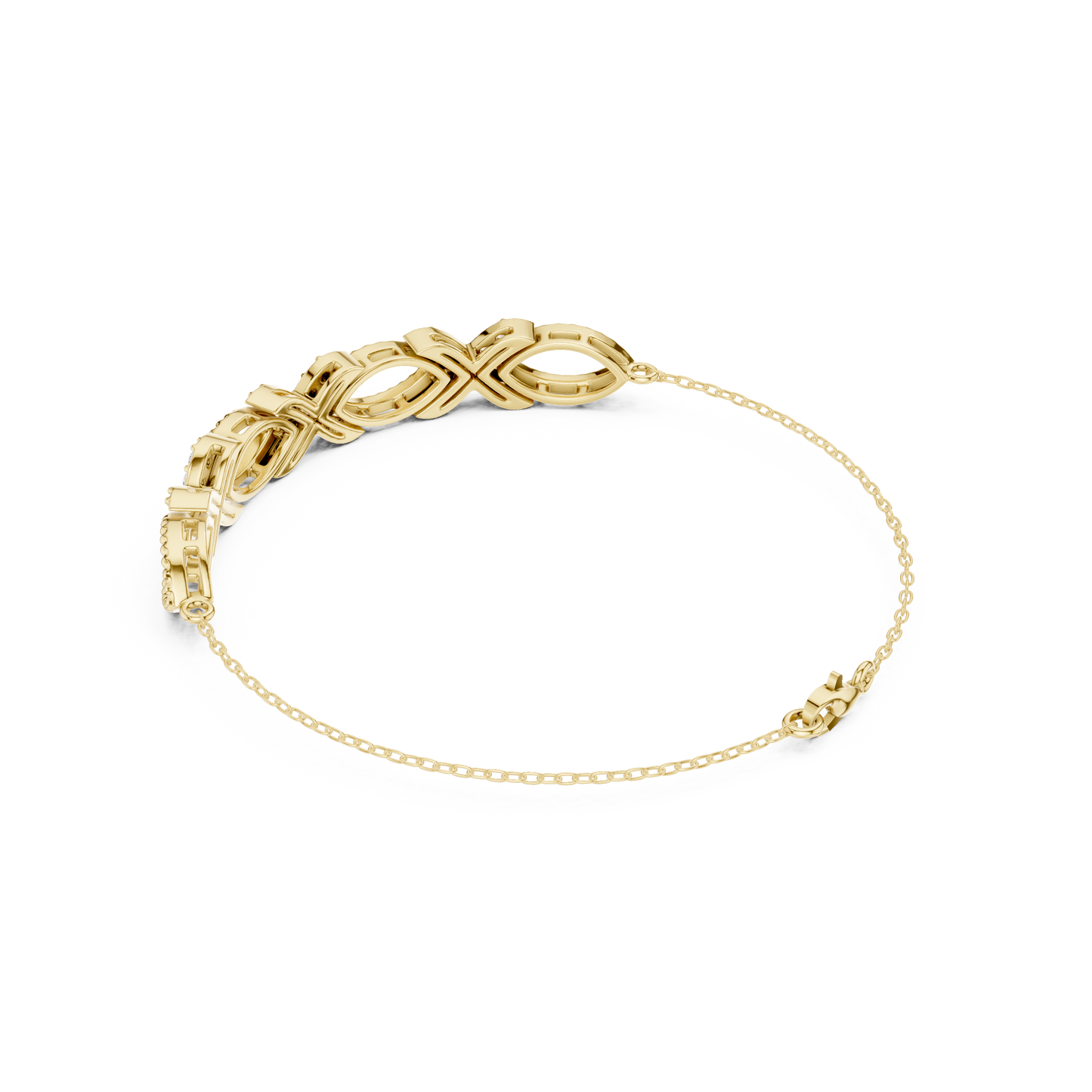 0.34CTW Infinity Diamond Link Bracelet - Yellow Gold Milgrain Bangle