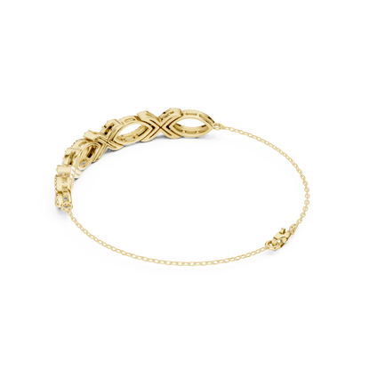0.34CTW Infinity Diamond Link Bracelet - Yellow Gold Milgrain Bangle