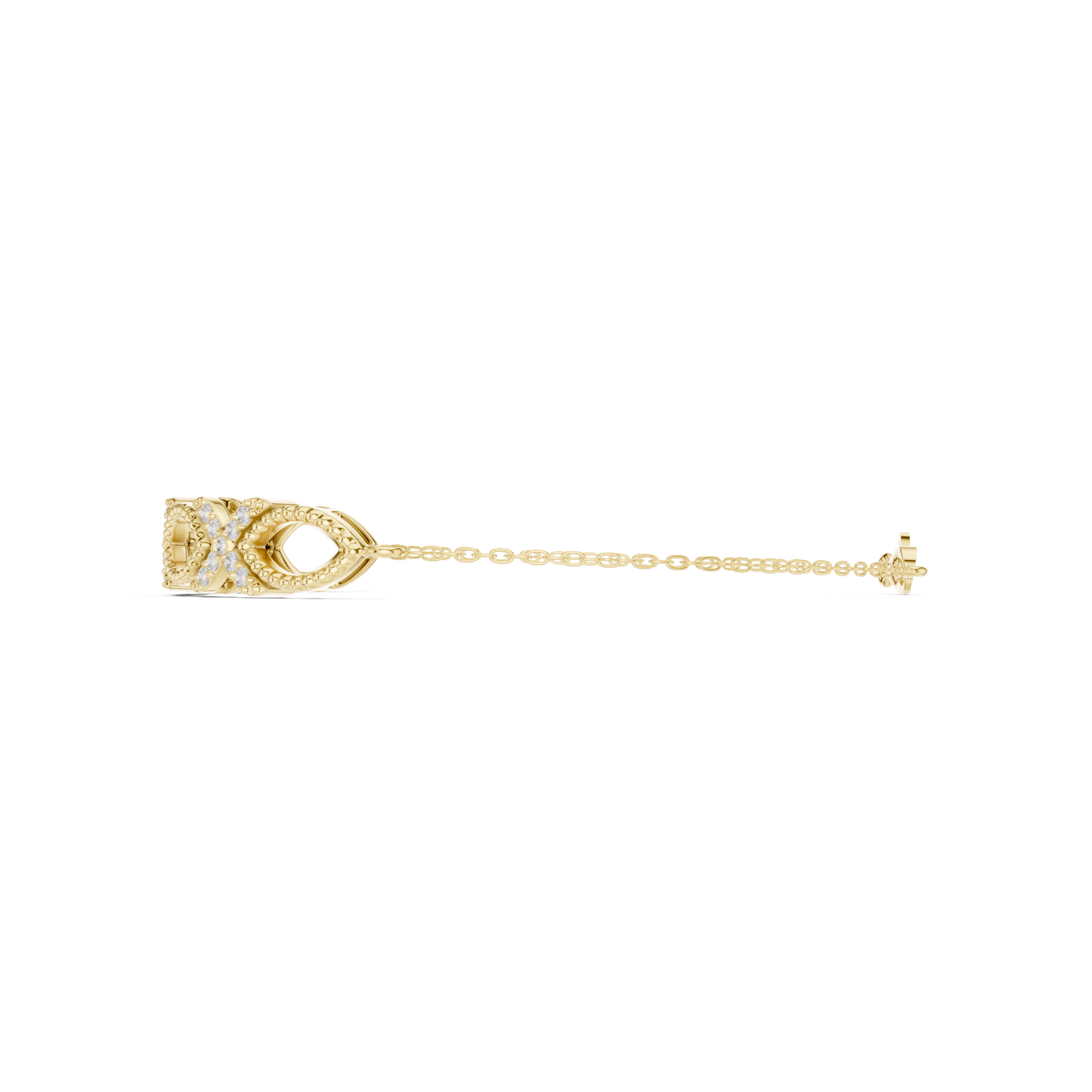 0.34CTW Infinity Diamond Link Bracelet - Yellow Gold Milgrain Bangle