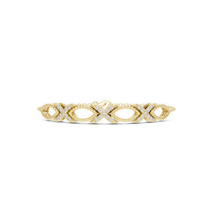 0.34CTW Infinity Diamond Link Bracelet - Yellow Gold Milgrain Bangle