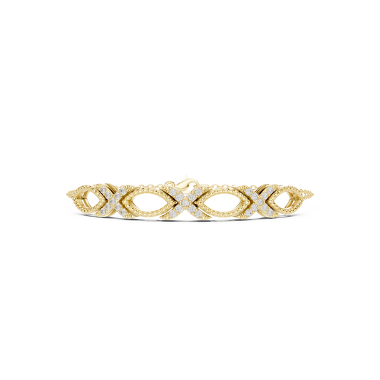 0.34 Carat Infinity Diamond Link Bracelet - Yellow Gold Milgrain Bangle