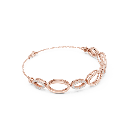 0.58CTW Interlocking Oval Diamond Link Bracelet - Yellow Gold Geometric
