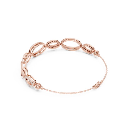 0.58CTW Interlocking Oval Diamond Link Bracelet - Yellow Gold Geometric