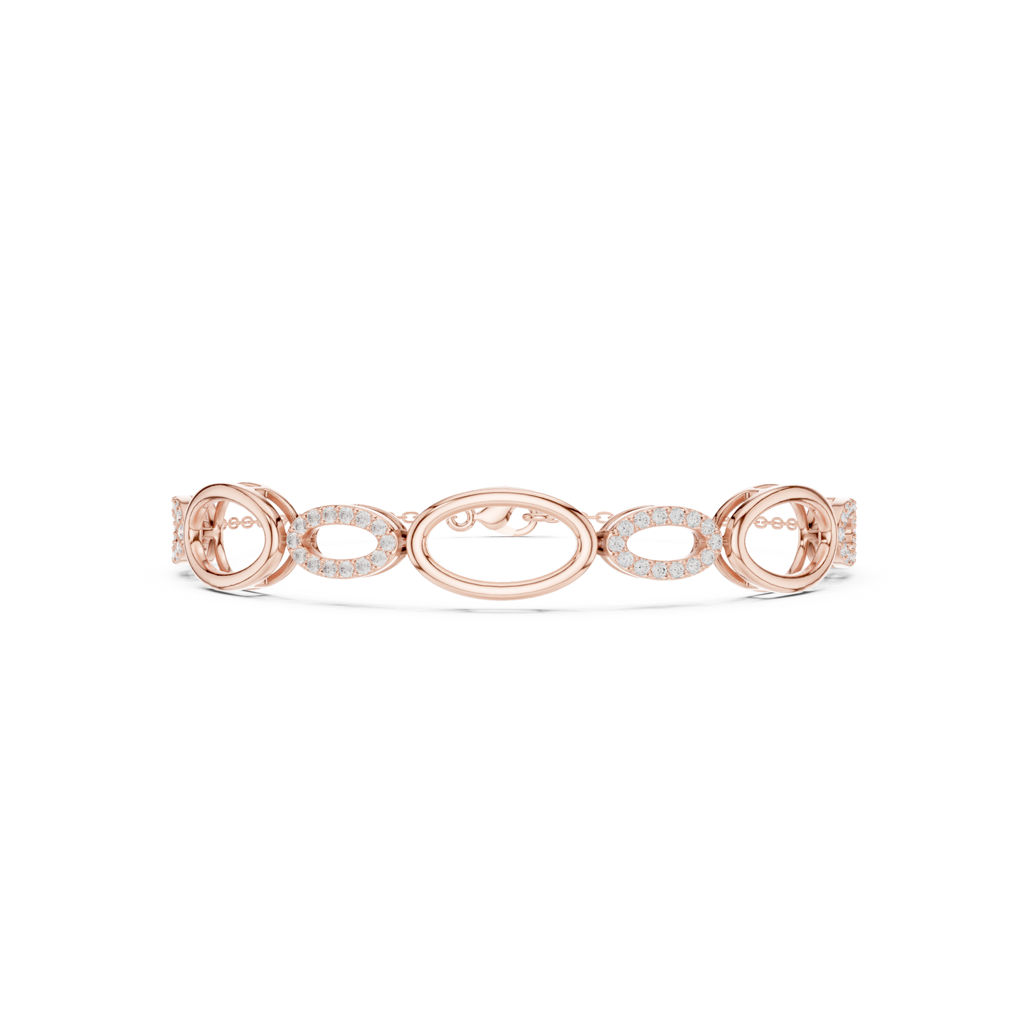 0.58CTW Interlocking Oval Diamond Link Bracelet - Yellow Gold Geometric