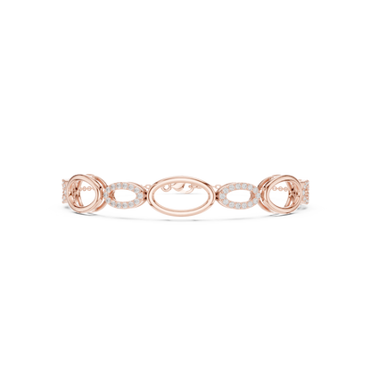 0.58CTW Interlocking Oval Diamond Link Bracelet - Yellow Gold Geometric