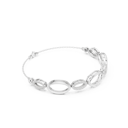 0.58CTW Interlocking Oval Diamond Link Bracelet - Yellow Gold Geometric