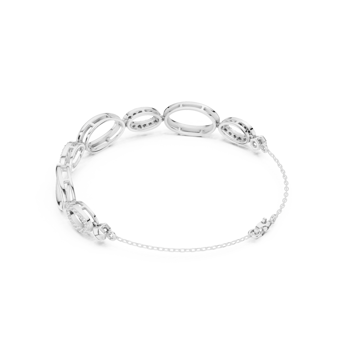 0.58CTW Interlocking Oval Diamond Link Bracelet - Yellow Gold Geometric