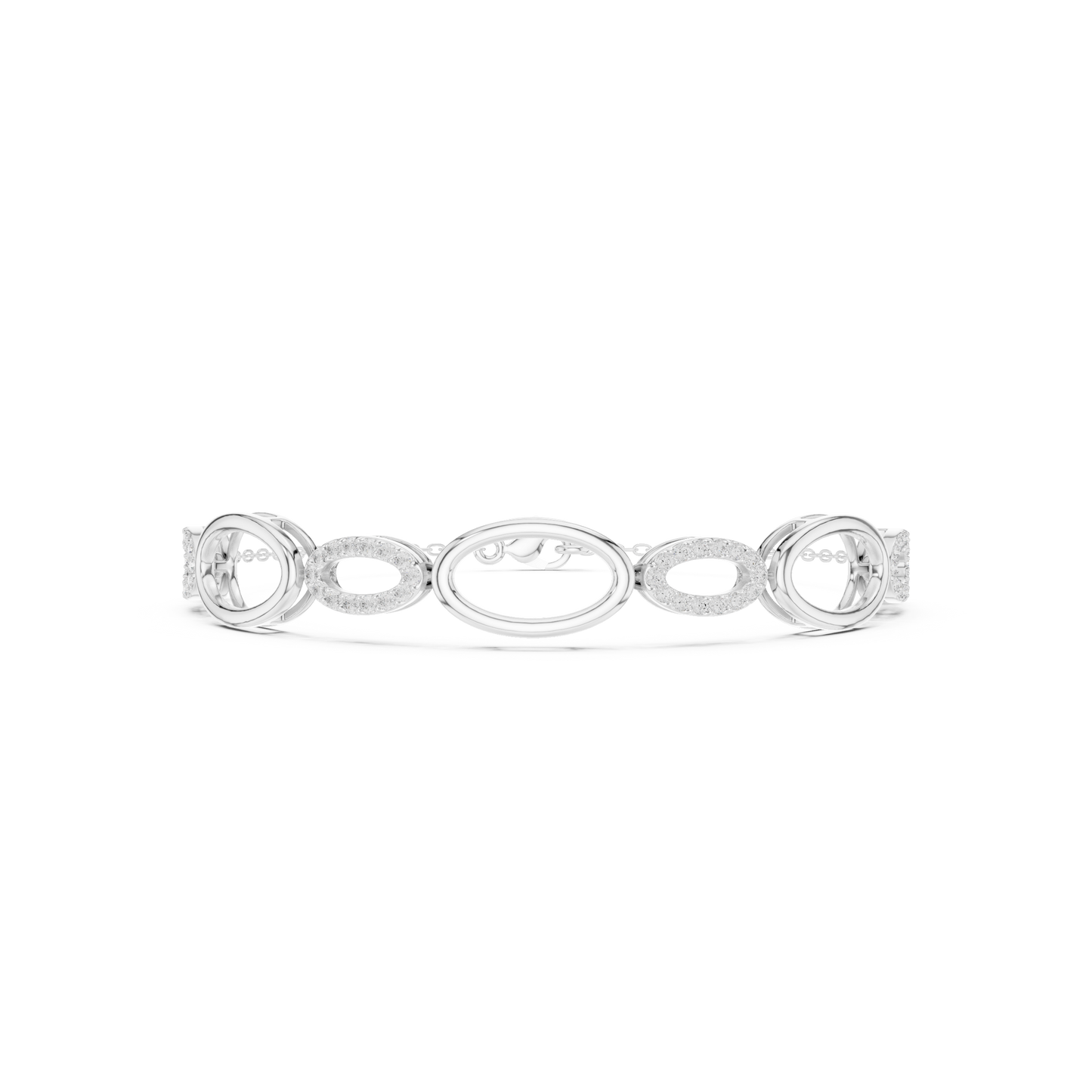 0.58CTW Interlocking Oval Diamond Link Bracelet - Yellow Gold Geometric