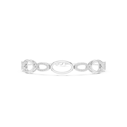 0.58CTW Interlocking Oval Diamond Link Bracelet - Yellow Gold Geometric