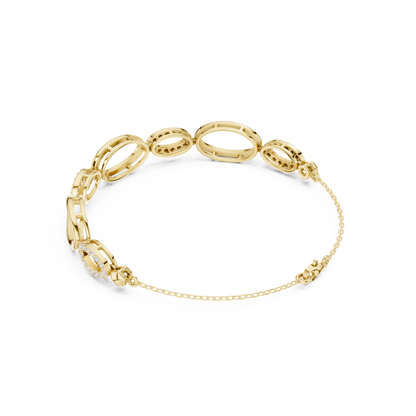 0.58CTW Interlocking Oval Diamond Link Bracelet - Yellow Gold Geometric