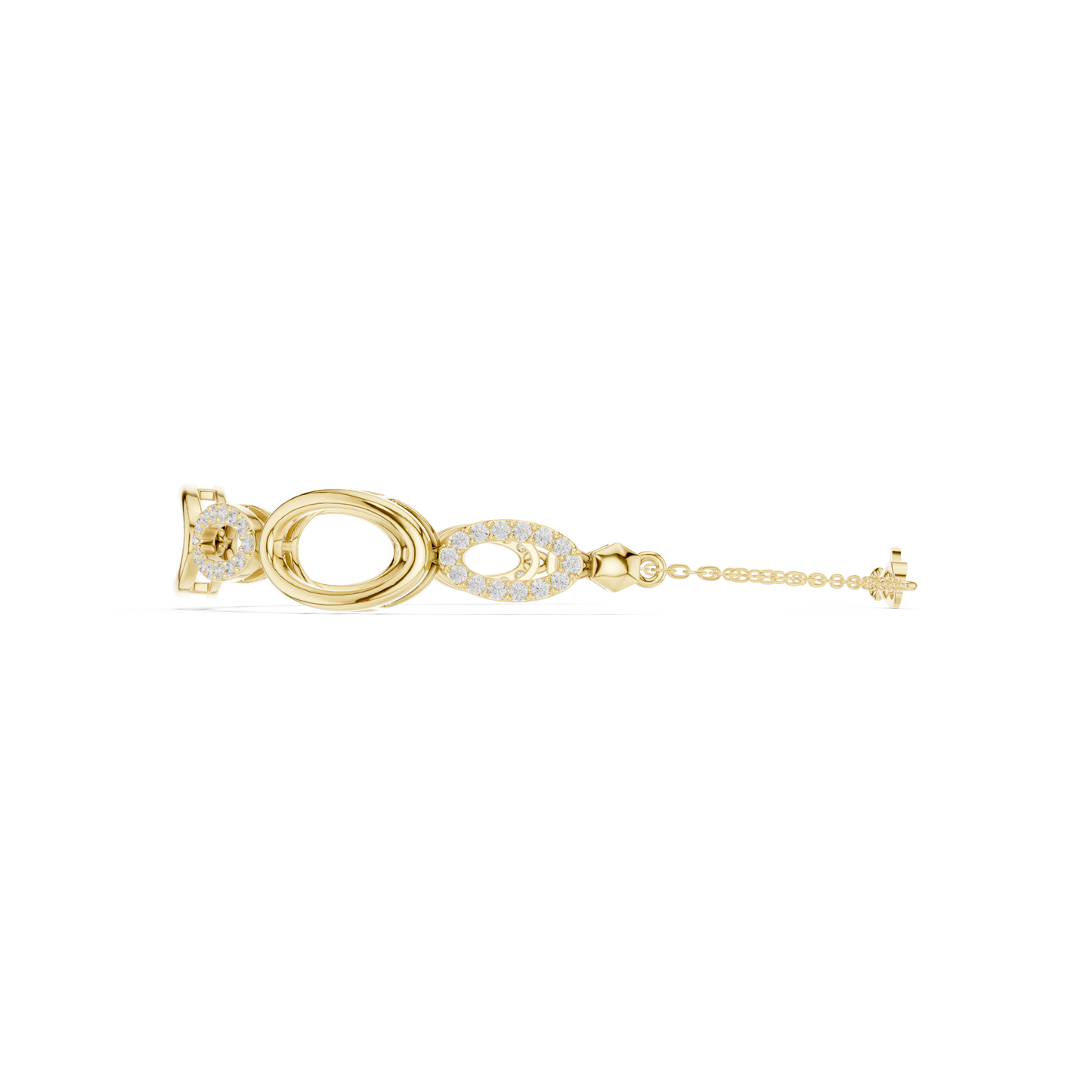 0.58CTW Interlocking Oval Diamond Link Bracelet - Yellow Gold Geometric