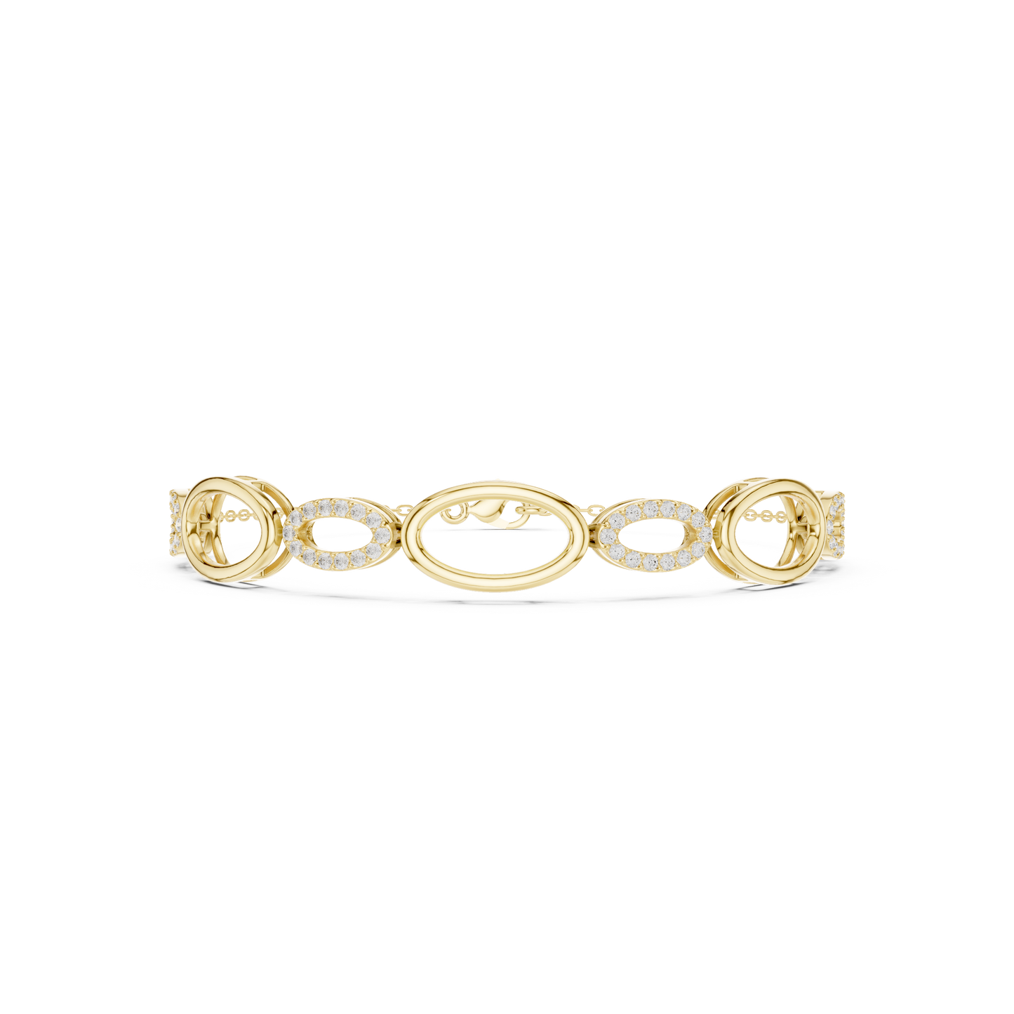 0.58CTW Interlocking Oval Diamond Link Bracelet - Yellow Gold Geometric