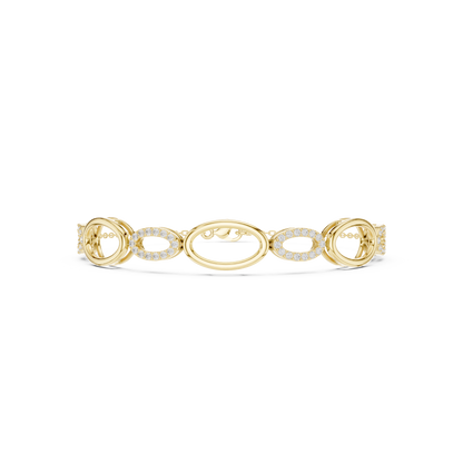 0.58CTW Interlocking Oval Diamond Link Bracelet - Yellow Gold Geometric