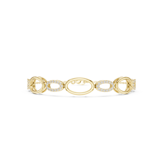 0.58 Carat  Interlocking Oval Diamond Link Bracelet - Yellow Gold Geometric