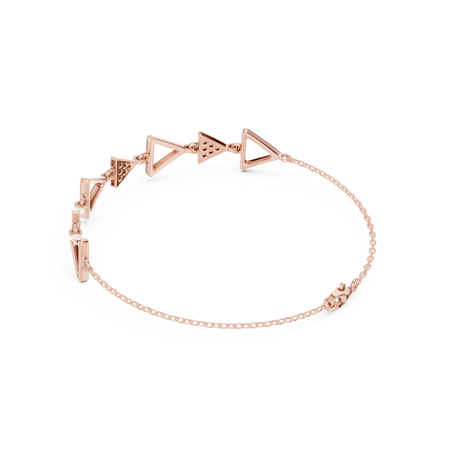 0.15CTW Geometric Triangle Diamond Link Bracelet - Yellow Gold Arrow
