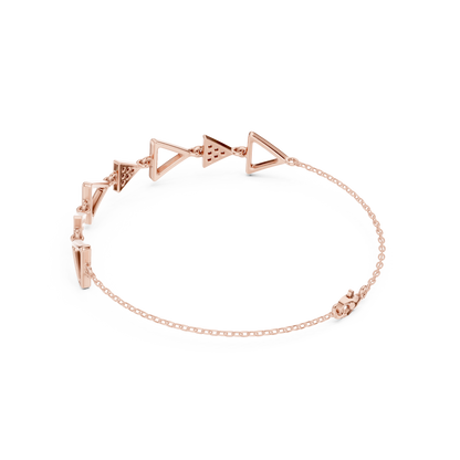 0.15CTW Geometric Triangle Diamond Link Bracelet - Yellow Gold Arrow
