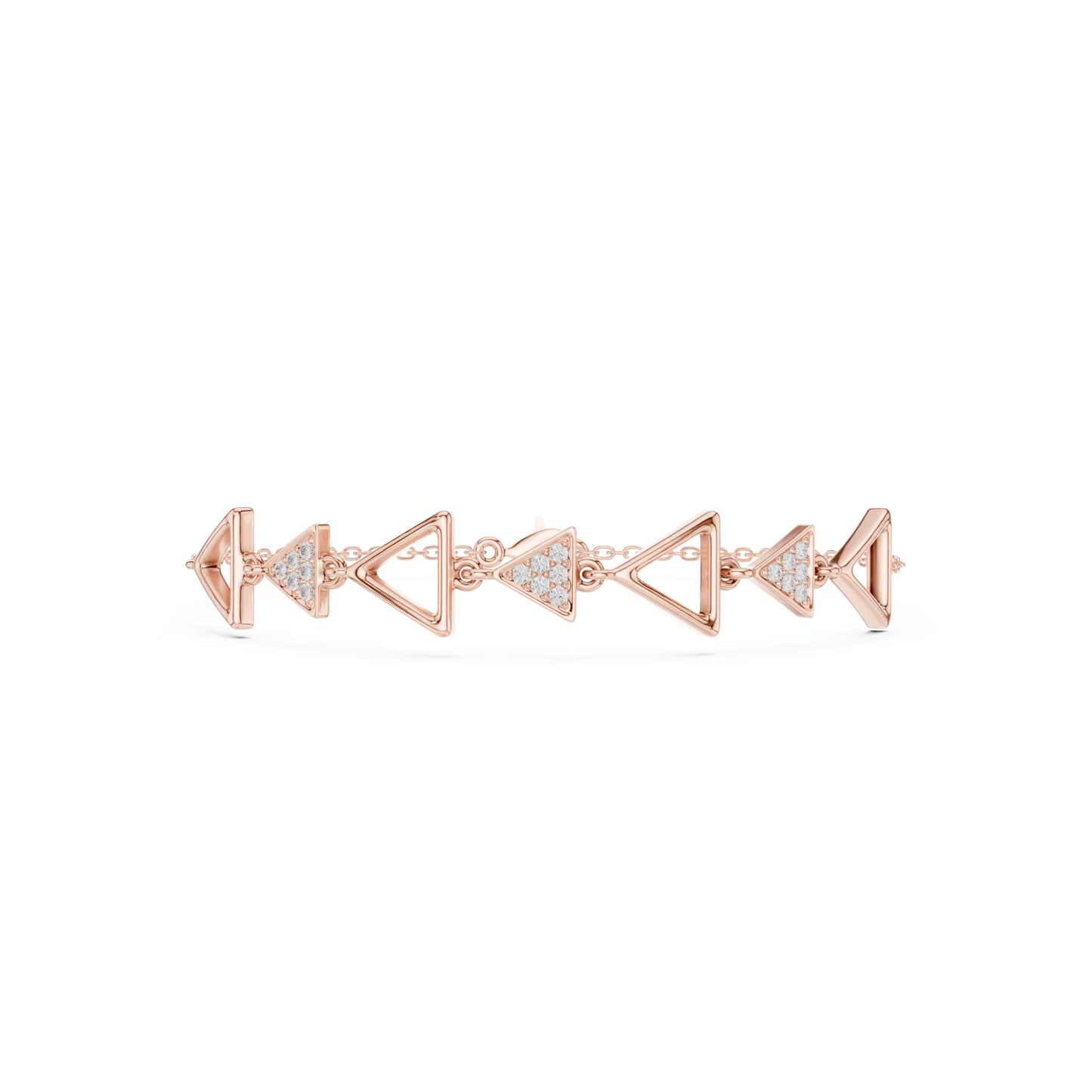 0.15CTW Geometric Triangle Diamond Link Bracelet - Yellow Gold Arrow
