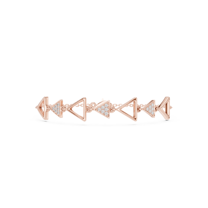 0.15CTW Geometric Triangle Diamond Link Bracelet - Yellow Gold Arrow