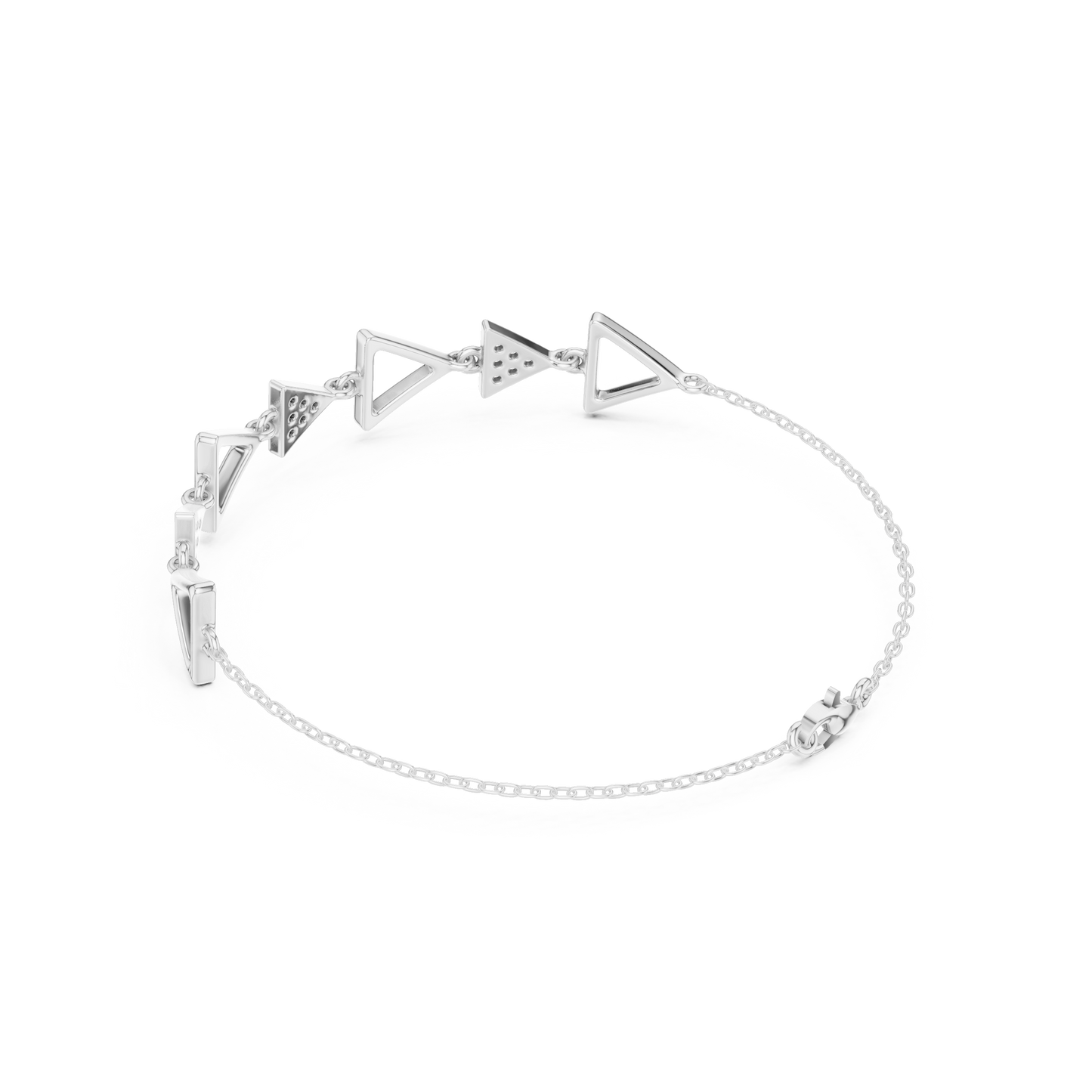0.15CTW Geometric Triangle Diamond Link Bracelet - Yellow Gold Arrow