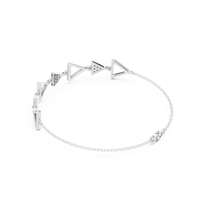 0.15CTW Geometric Triangle Diamond Link Bracelet - Yellow Gold Arrow