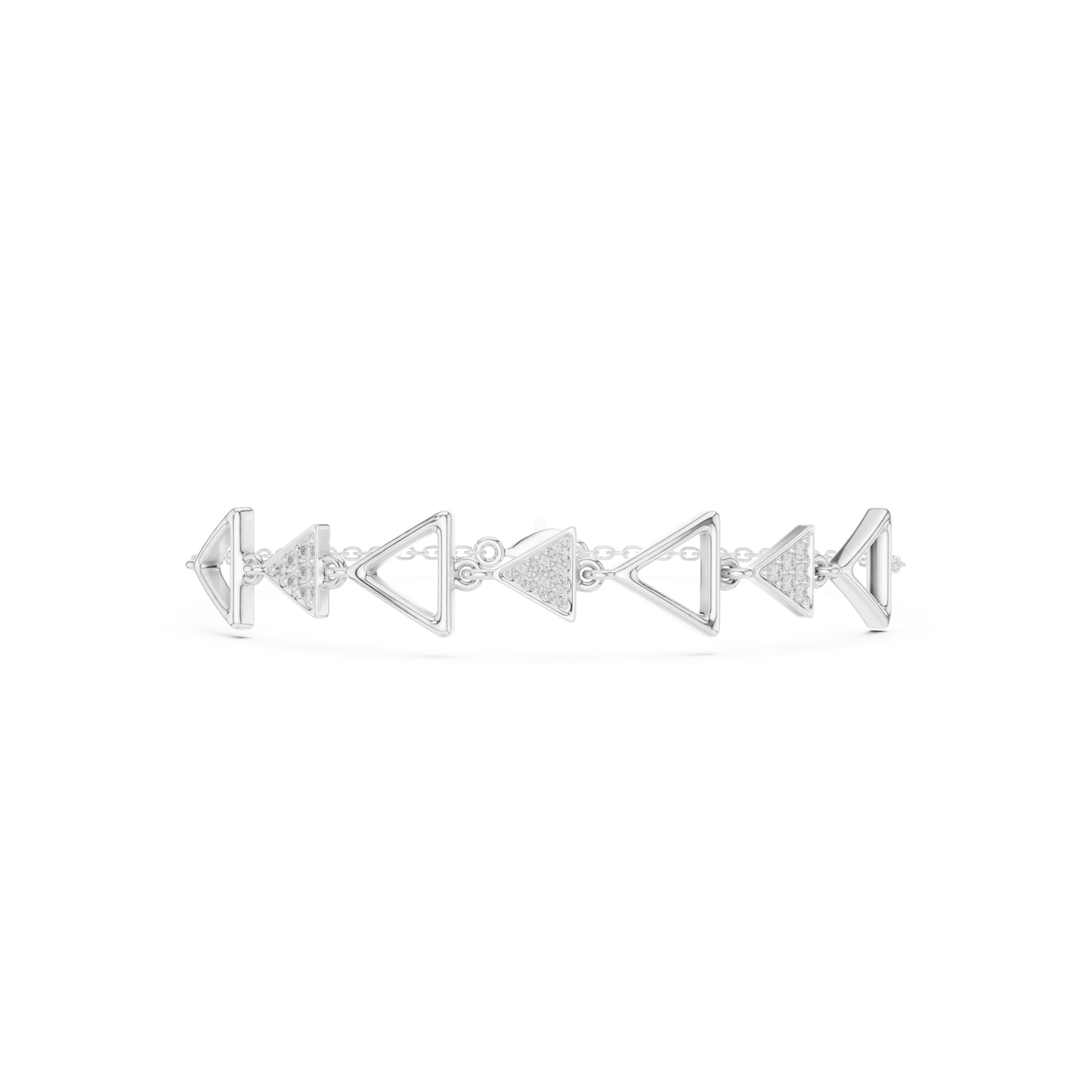 0.15CTW Geometric Triangle Diamond Link Bracelet - Yellow Gold Arrow