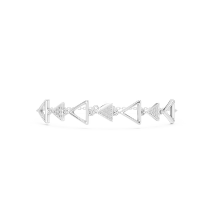 0.15CTW Geometric Triangle Diamond Link Bracelet - Yellow Gold Arrow