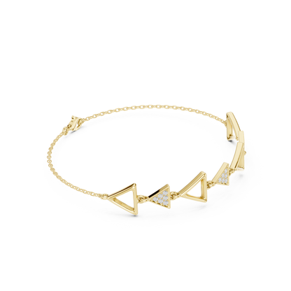 0.15CTW Geometric Triangle Diamond Link Bracelet - Yellow Gold Arrow