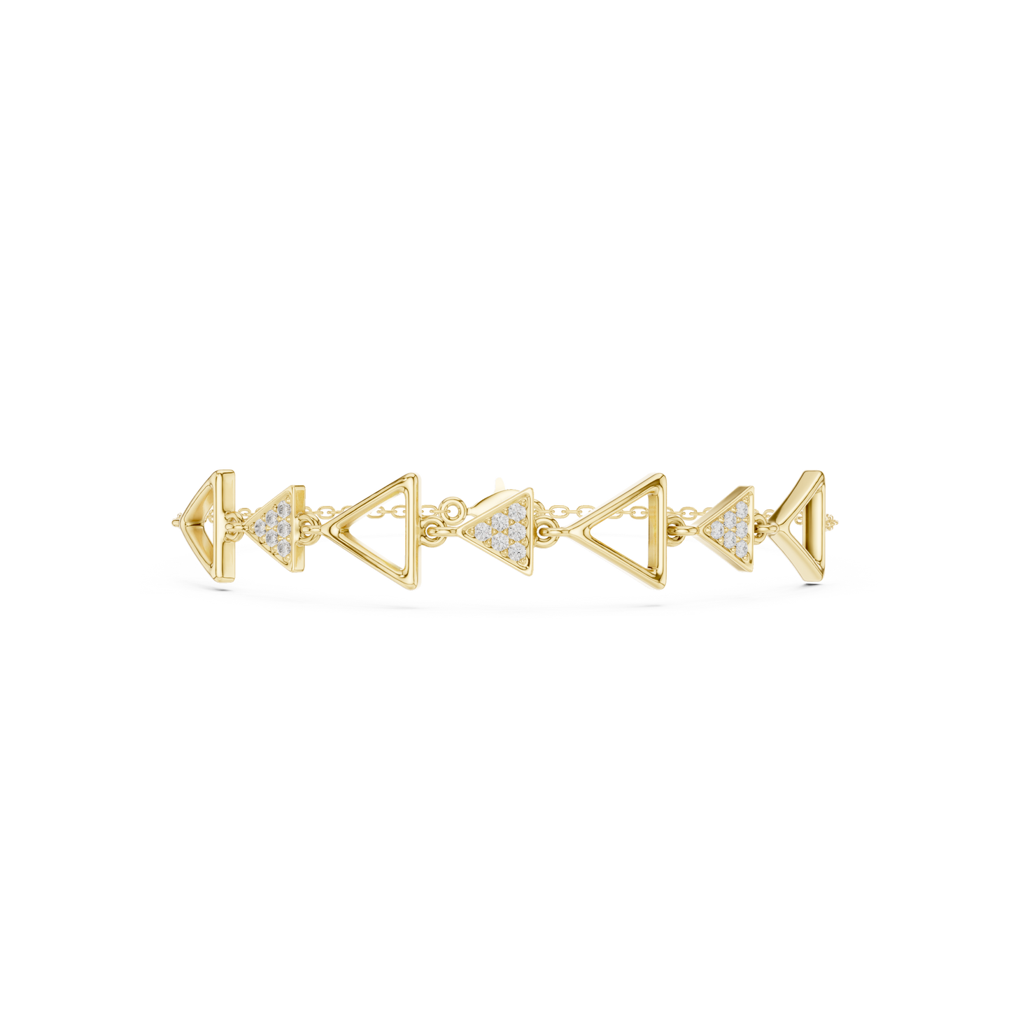0.15CTW Geometric Triangle Diamond Link Bracelet - Yellow Gold Arrow