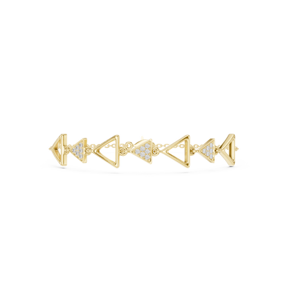 0.15CTW Geometric Triangle Diamond Link Bracelet - Yellow Gold Arrow