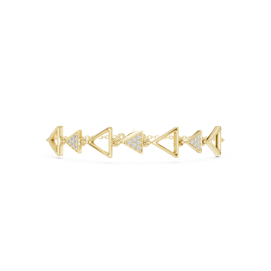 0.15 Carat Geometric Triangle Diamond Link Bracelet - Yellow Gold Arrow