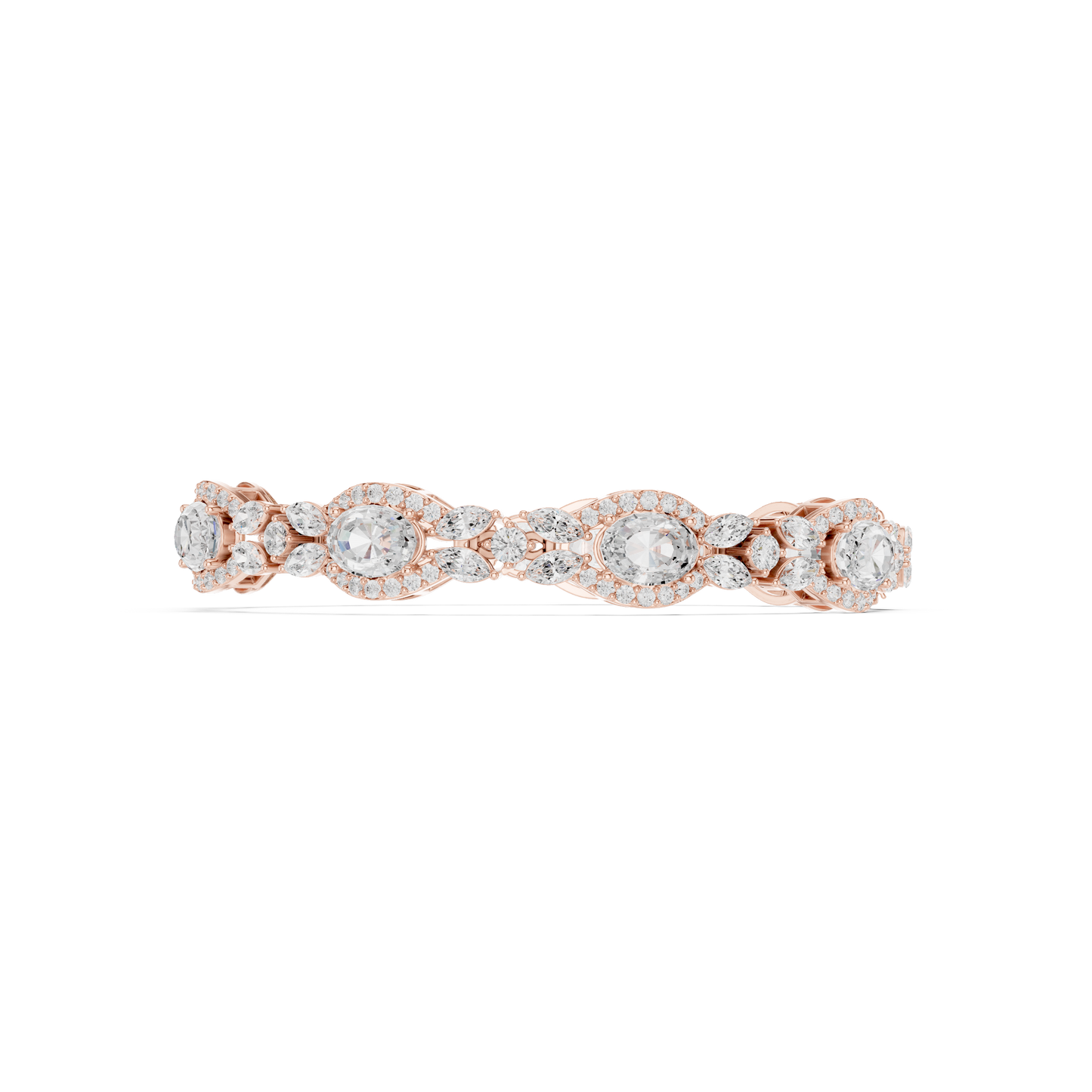 10.78CTW Oval & Marquise Diamond Halo Link Bracelet - Yellow Gold