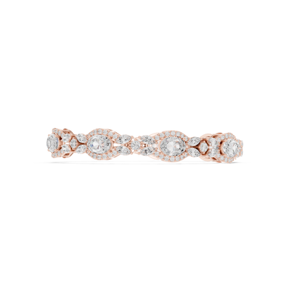 10.78CTW Oval & Marquise Diamond Halo Link Bracelet - Yellow Gold