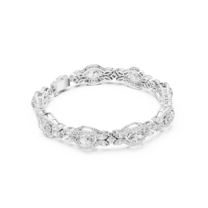 10.78CTW Oval & Marquise Diamond Halo Link Bracelet - Yellow Gold