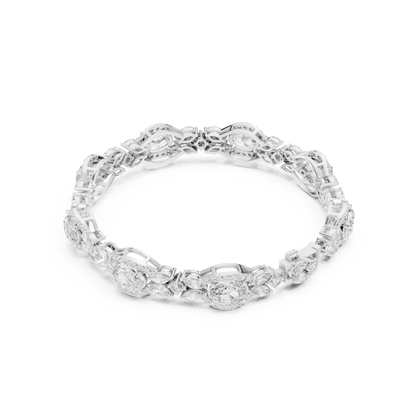 10.78CTW Oval & Marquise Diamond Halo Link Bracelet - Yellow Gold