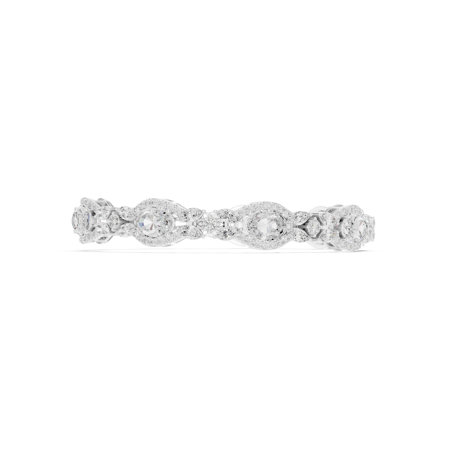 10.78CTW Oval & Marquise Diamond Halo Link Bracelet - Yellow Gold