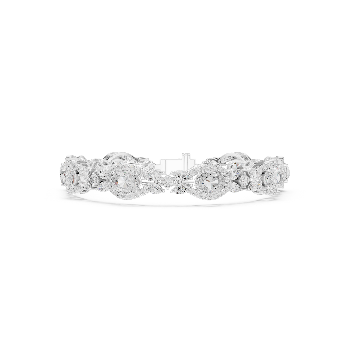 10.78CTW Oval & Marquise Diamond Halo Link Bracelet - Yellow Gold