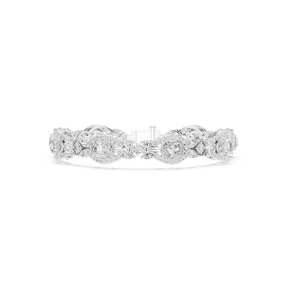 10.78CTW Oval & Marquise Diamond Halo Link Bracelet - Yellow Gold